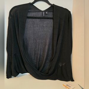 Relativity Jet Black Petite Small Long Sleeve Pullover Top